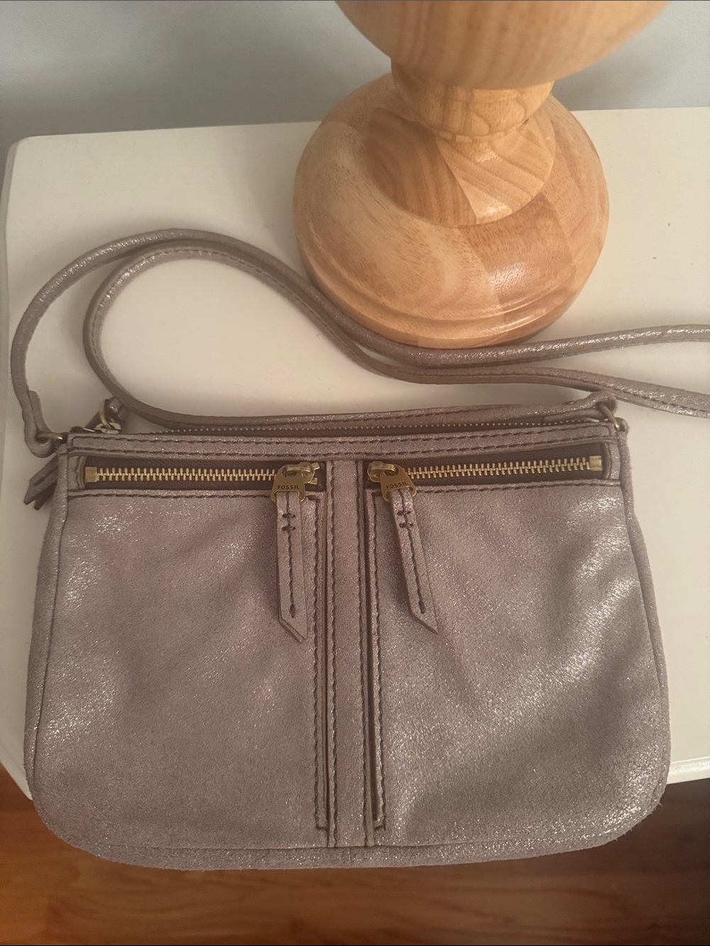 Fossil Erin metallic leather crossbody bag